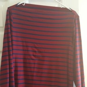 Blue and red boat neck top